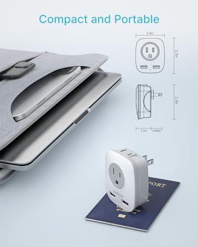 US to Japan Plug Adapter, VINTAR 2 Prong to 3 Prong Outlet Adapter 2 Outlets 2 U... - Image 5