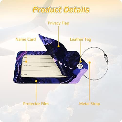 Set of 2 Luggage Tag for Suitcases Leather Moon Cruise Baggage Tags with Stainle... - Image 6