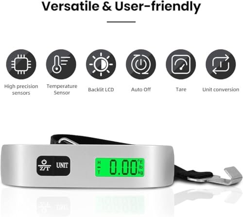 Digital Luggage Scale,110lbs Hanging Baggage Scale with Backlit LCD Display,Port... - Image 8