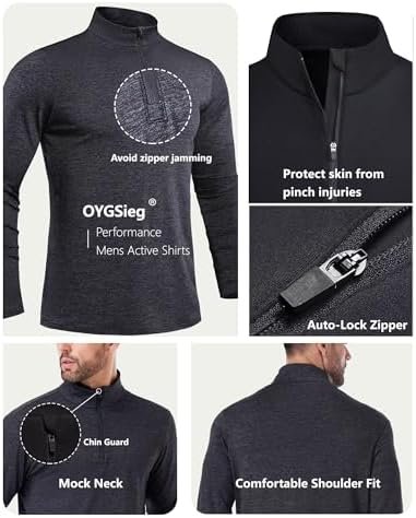 OYGSieg 4 Pack Men's Quarter Zip Pullover Sweats Long Sleeve Active Performance ... - Image 5