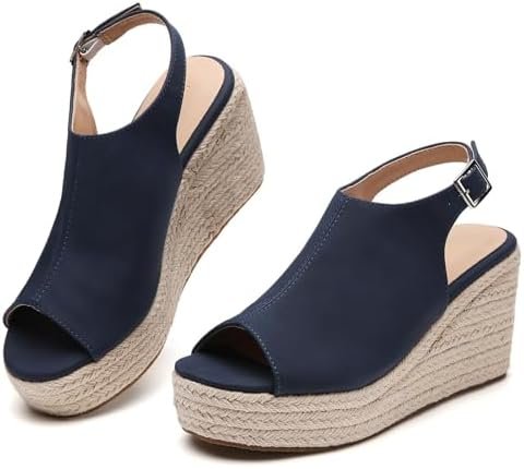 Tilocow Espadrilles Wedges for Women Open Toe Ankle Strap Platform Dressy Casual... - Image 2