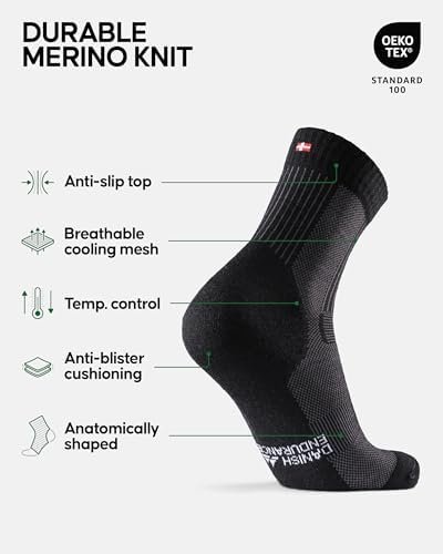 DANISH ENDURANCE Lightweight Merino Wool Hiking Socks, Cushioned & Moisture Wick... - Image 3