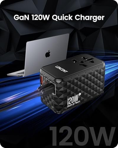 LENCENT 120W International Travel Adapter, GaN Universal, Black, USB-C & USB-A, ... - Image 4