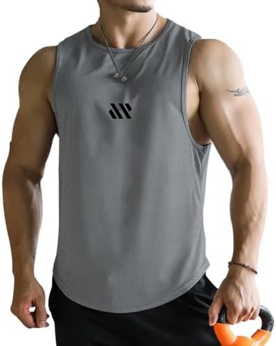 Men's Tank Tops 3 Pack Sleeveless Workout Mesh Material Quick Dry Athletic Runni... - Image 5