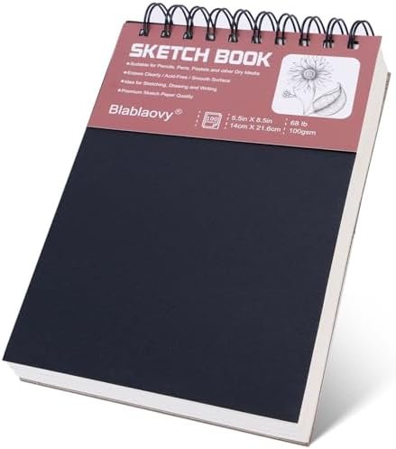 Sketch Book, 5.5" x 8.5" Sketchbook with 100 Sheets (68lb/100gsm), 1 Pack Drawin... - Image 2