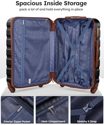 Suitour Luggage 3 Piece Sets Hard Shell Luggage Set with Spinner Wheels, TSA Loc... - Image 5