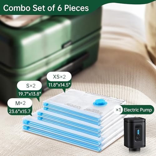 BRODI 6 Combo Pack Travel Vacuum Bags with Pump - Compression Bags for Travel,Va... - Image 3