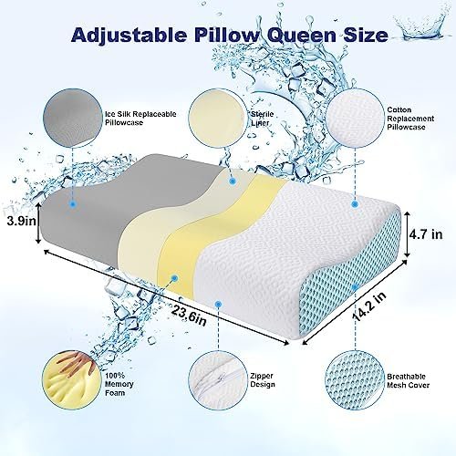 Neck Pillow Memory Foam, Neck/Shoulder Pain Relief, with Replacement Pillowcase【... - Image 5