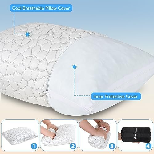 SUPA MODERN Cooling Bed Pillows for Sleeping 1 Pack Shredded Memory Foam Pillows... - Image 7