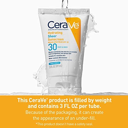 CeraVe Hydrating Sheer Sunscreen SPF 30 for Face and Body | Mineral & Chemical S... - Image 6