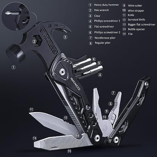 Multitool Hammer 15 in 1 Mini Hammer multitool with Pliers Claw Hammer Multi Too... - Image 4