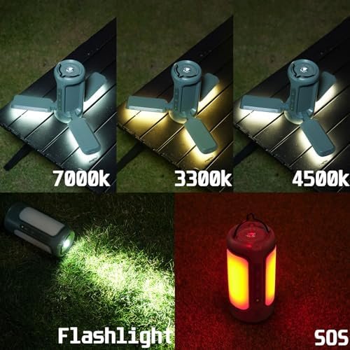 Foldable Camping Light Rechargeable Lantern, 10000mAh Power Bank, Portable Flash... - Image 4
