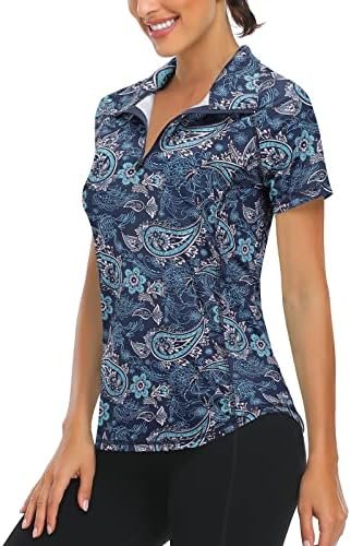 LURANEE Women's Short Sleeve Moisture Wicking Athletic Shirts Quarter Zip Pullov... - Image 2