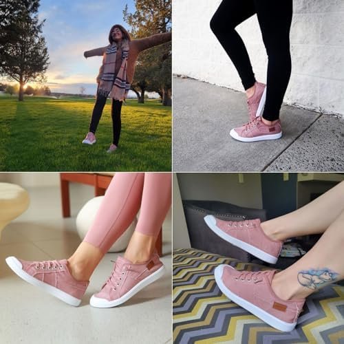 JENN ARDOR Womens Comfortable Elastic Shoes Stylish Canvas Fashion Sneakers Cute... - Image 3