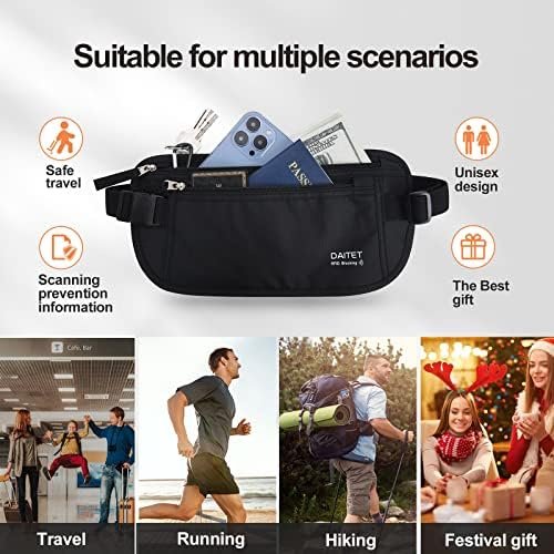 DAITET Money Belt - Passport Holder Secure Hidden Travel Wallet with RFID Blocki... - Image 6