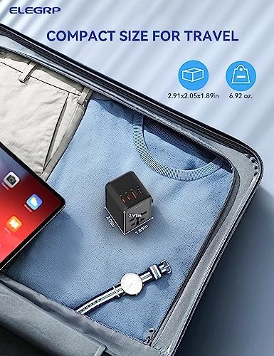 ELEGRP Universal Travel Adapter, 65W Fast Charger International Travel Power Ada... - Image 8