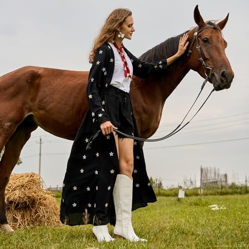 Susanny Knee High Cowboy Boots for Women Embroidered Western Cowgirl Boots for W... - Image 9
