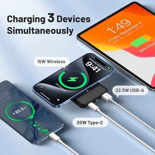 AOGUERBE for Magsafe Battery Pack, 10000mAh Magnetic Power Bank 15W Wireless Por... - Image 6