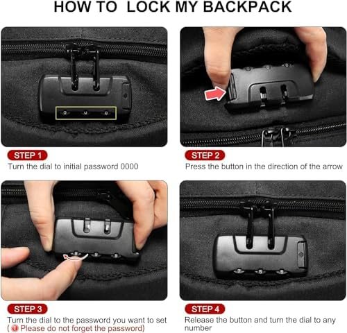 LOVEVOOK Travel Laptop Backpack Waterproof Anti Theft Backpack with Lock and USB... - Image 7