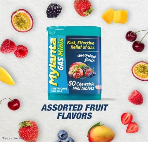 Mylanta Gas Relief Tablets, Gas Minis, Assorted Fruit, 50 Count (Pack of 1) - Image 9