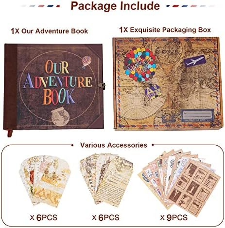 JIMBON Our Adventure Book Scrapbook Photo Album Retro Style Embossed Letter Cove... - Image 7