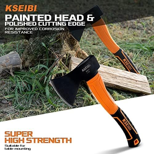 KSEIBI Wood Axe, Small Outdoor Camp Hatchet for Splitting and Kindling Wood, For... - Image 3
