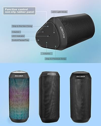 Bluetooth Speaker, Wireless Portable, HD Stereo Sound,with Cool Dynamic LED Ligh... - Image 8