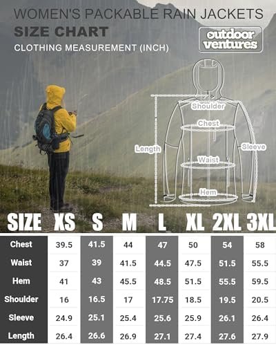 Outdoor Ventures Packable Rain Jacket Women Lightweight Waterproof Raincoat with... - Image 7