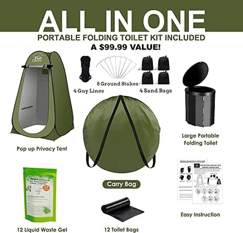 Portable Toilet Kit For Adults, Pop Up Privacy Tent, X Large Camping Folding Toi... - Image 6