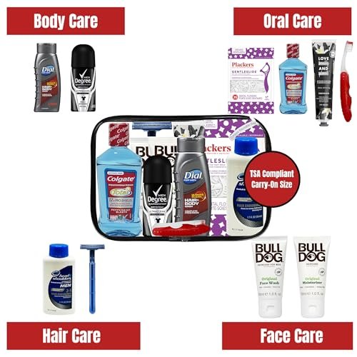 Mens Travel Toiletries Kit, Travel Bag of Hygiene Essentials for Bath, Shaving a... - Image 4