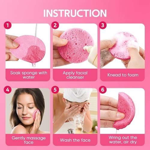 50-Count Compressed Facial Sponges for Daily Facial Cleansing and Exfoliating, 1... - Image 4