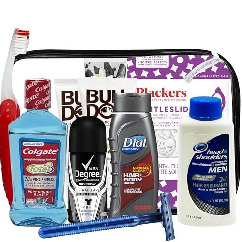Mens Travel Toiletries Kit, Travel Bag of Hygiene Essentials for Bath, Shaving a... - Image 3