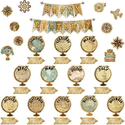 Travel The Map Bulletin Board Set Globes Happy Birthday Bulletin Board Decor Tra... - Image 2