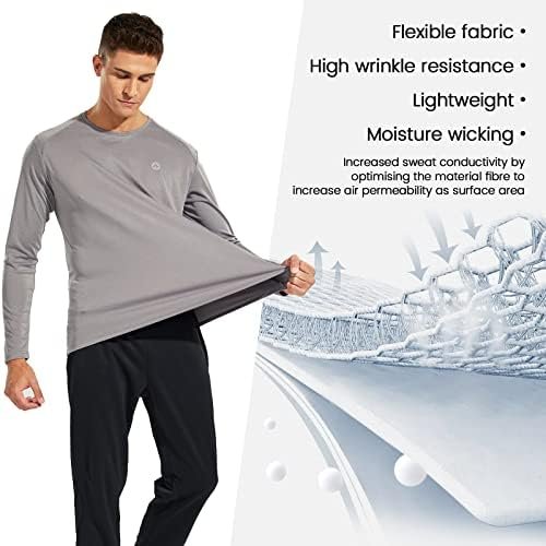 Men's Athletic Running T-Shirts Dry Fit Pocket Gym Workout Tees Outdoor Performa... - Image 6