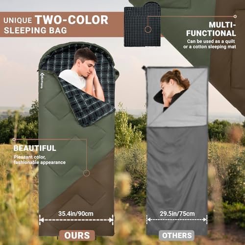 KingCamp Sleeping Bag for Adults, Winter | Flannel Lined Cold Weather 3-4 Season... - Image 8
