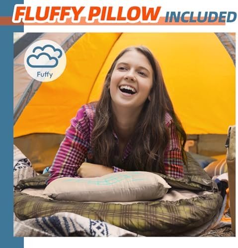 MEREZA Sleeping Bag for Adults Mens Kids with Pillow, XL Sleeping Bag for All Se... - Image 6