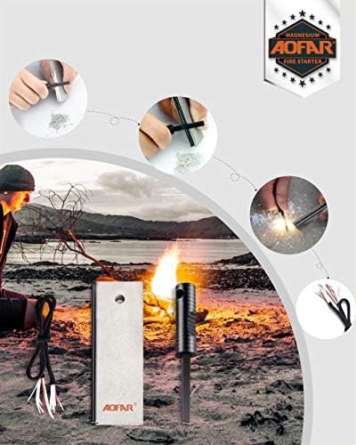 AOFAR Magnesium Fire Starter AF-374 (2-Pack) Waterproof Fire Steel Pouch for Cam... - Image 3