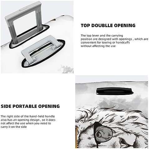 Lion Head Wearing Crown The Glasses Travel Luggage Protector Suitcase Cover Wash... - Image 4