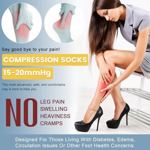 FULLSOFT 6 Pairs Compression Socks for Women and Men, 15-20 mmHg Support Knee Hi... - Image 6
