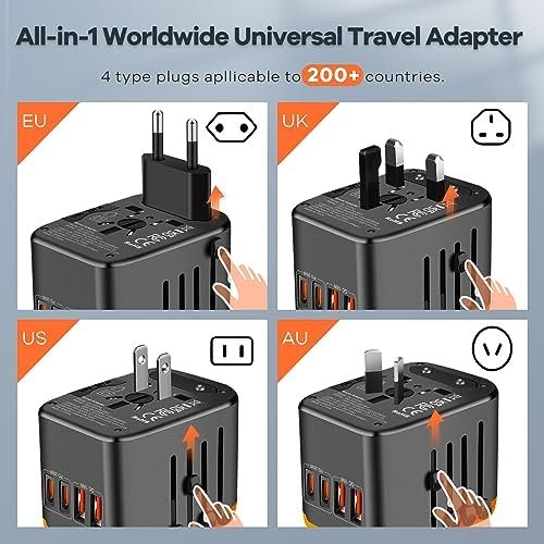 Universal Travel Adapter, International Plug Adapter, All-in-1 Power Outlet Wall... - Image 4