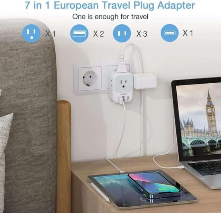 European Travel Plug Adapter Converter, TESSAN International Power Plug Converte... - Image 9