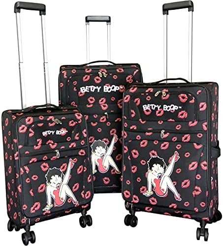Betty Boop 3 pcs luggage set black kick 4 pairs wheels Expandable Spinner 28" - Image 2