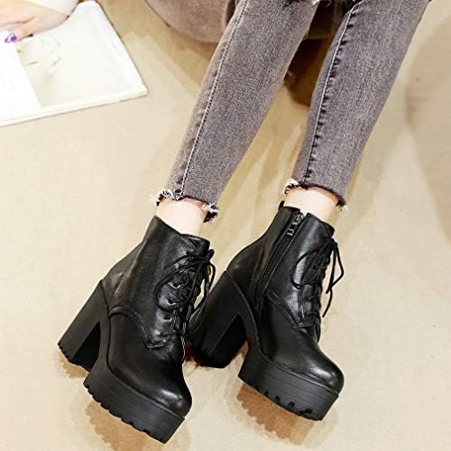 Parisuit Women's Chunky Lace Up Booties Platform High Heel Ankle Boots Fashion A... - Image 7