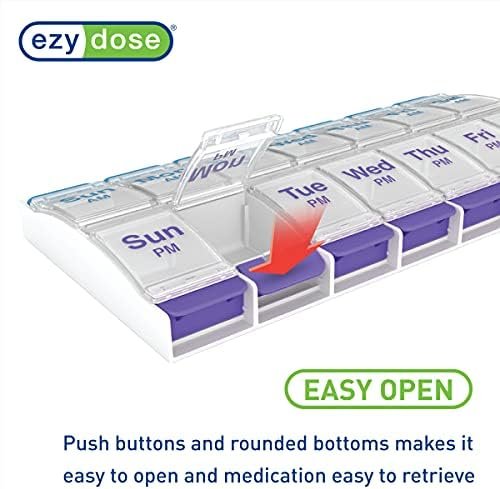 EZY DOSE Push Button (7-Day) Pill Case, Medicine Planner, Vitamin Organizer, 2 T... - Image 4