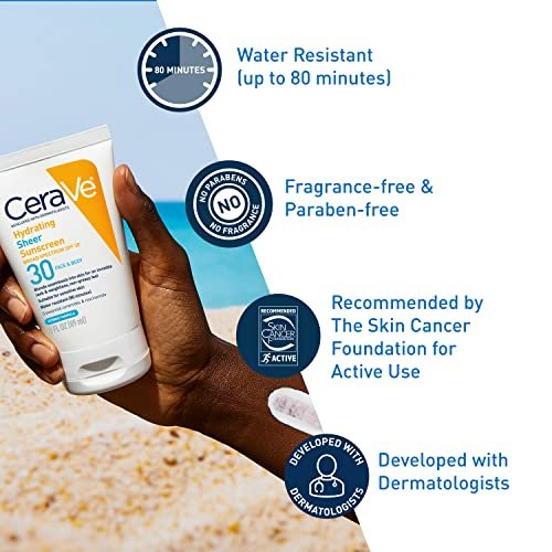 CeraVe Hydrating Sheer Sunscreen SPF 30 for Face and Body | Mineral & Chemical S... - Image 5