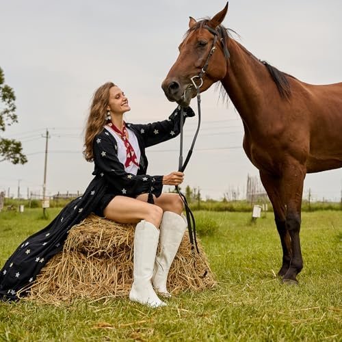 Susanny Knee High Cowboy Boots for Women Embroidered Western Cowgirl Boots for W... - Image 8