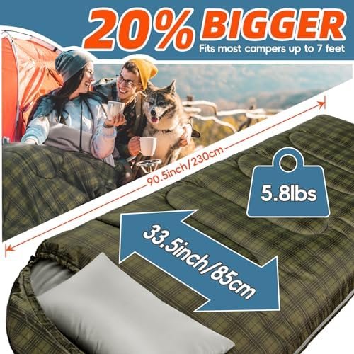 MEREZA Sleeping Bag for Adults Mens Kids with Pillow, XL Sleeping Bag for All Se... - Image 3