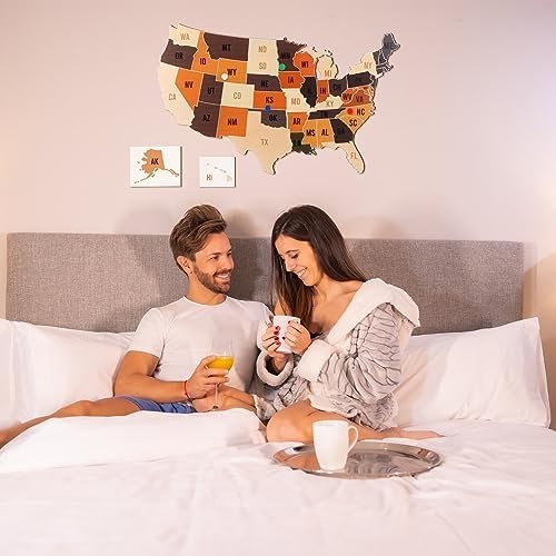 Kigley Wooden Board Map of the United States with 50 Push Pins to Mark Travel 17... - Image 6