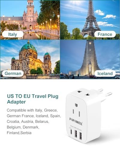 2 Pack European Travel Plug Adapter USB- International Plug Adapter with 2 Outle... - Image 5