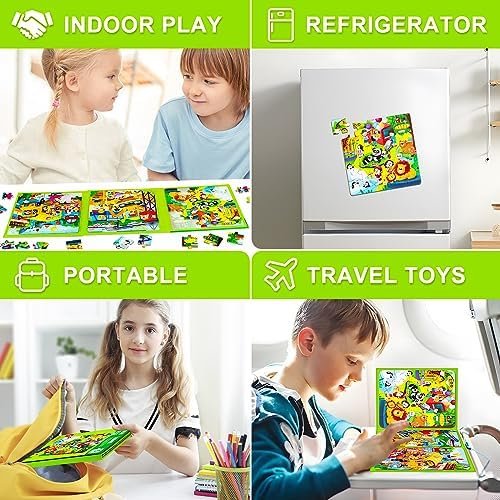 Magnetic Puzzles for Kids Ages 4-8, 3 in 1 Cartoon Jigsaw Puzzle Book, Kids Trav... - Image 8